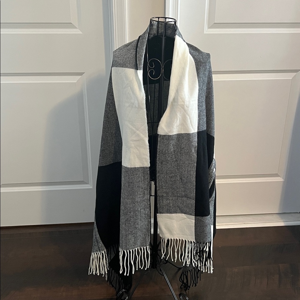 J. Crew Black and White Striped Sweater Cape